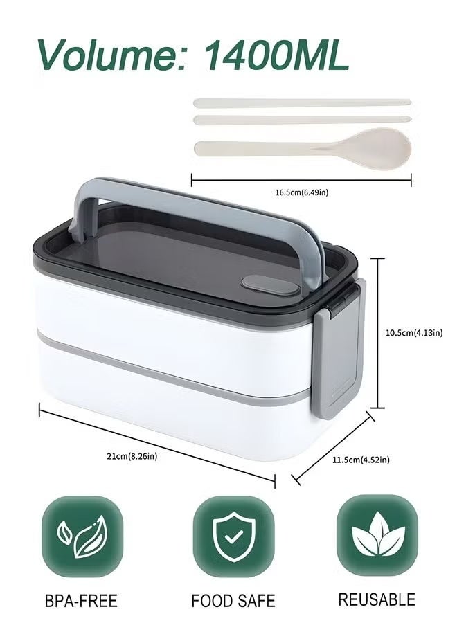 Arabest 2- Layer Leakproof Bento Box-Large Lunch Box with Compartments und Cutlery Set-Food Picks for Lunch Box Containers for Adults-Microwave Food SafeBento Boxes, lunch box for office, tiffin box - Image 2